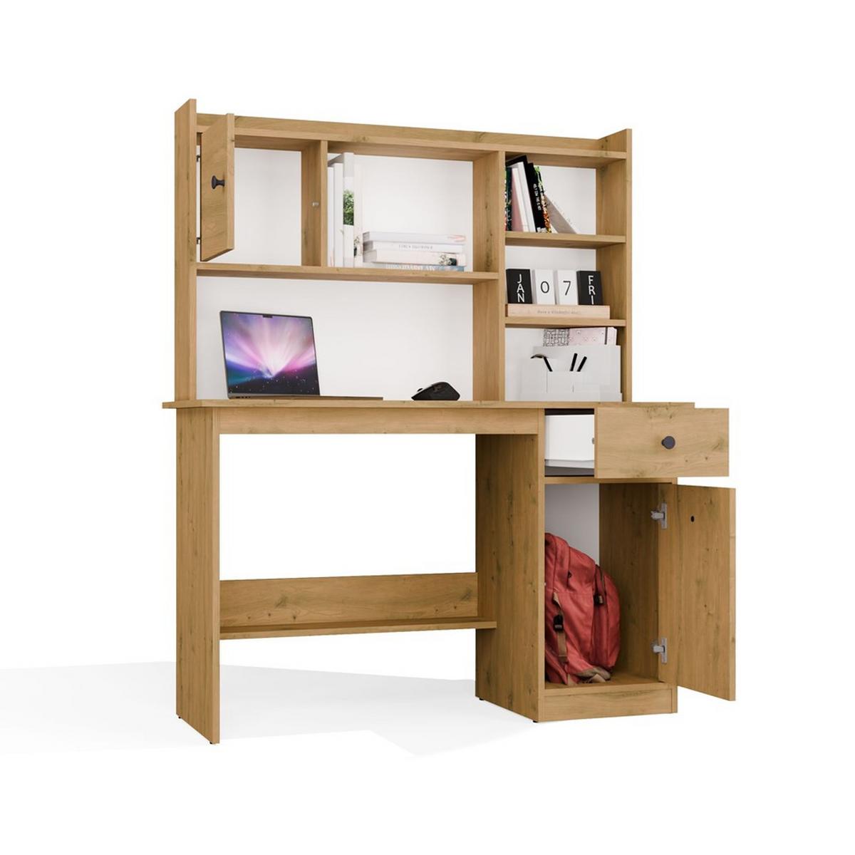 SCHREIBTISCH Weiß 120/145/45 - Eiche Artisan, Holzwerkstoff (90/50/145cm) - RAUMHIRSCH FURNITURE