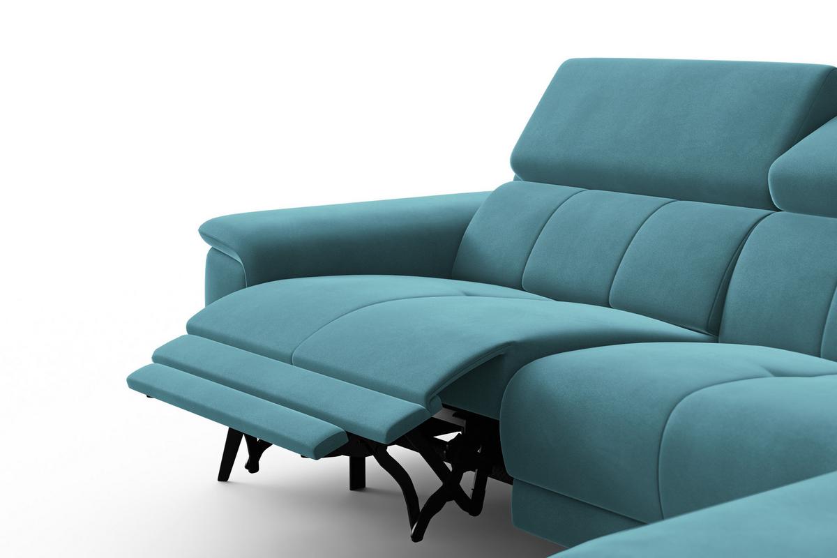 ECKSOFA FIERO 4-Sitzer RECHTS, Minter Veloursstoff - Schwarz/Mintgrün, Holz/Textil (288/170cm) - Courtois Laville