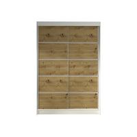 SCHWEBETÜRENSCHRANK Lino IV - Weiß/Eiche Artisan, Holzwerkstoff/Metall (120/200/58cm) - MIRJAN24