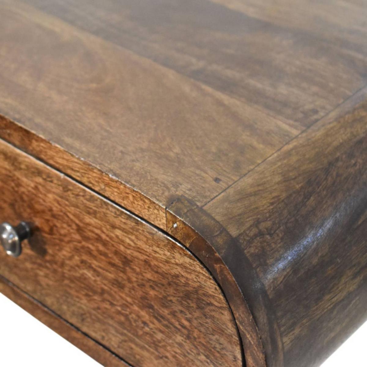 NACHTTISCH Abgerundet, wandmontiert in Classic Grey-Finish - Dunkelbraun/Messingfarben, Holz/Metall (45/15/32cm) - Artisan Furniture