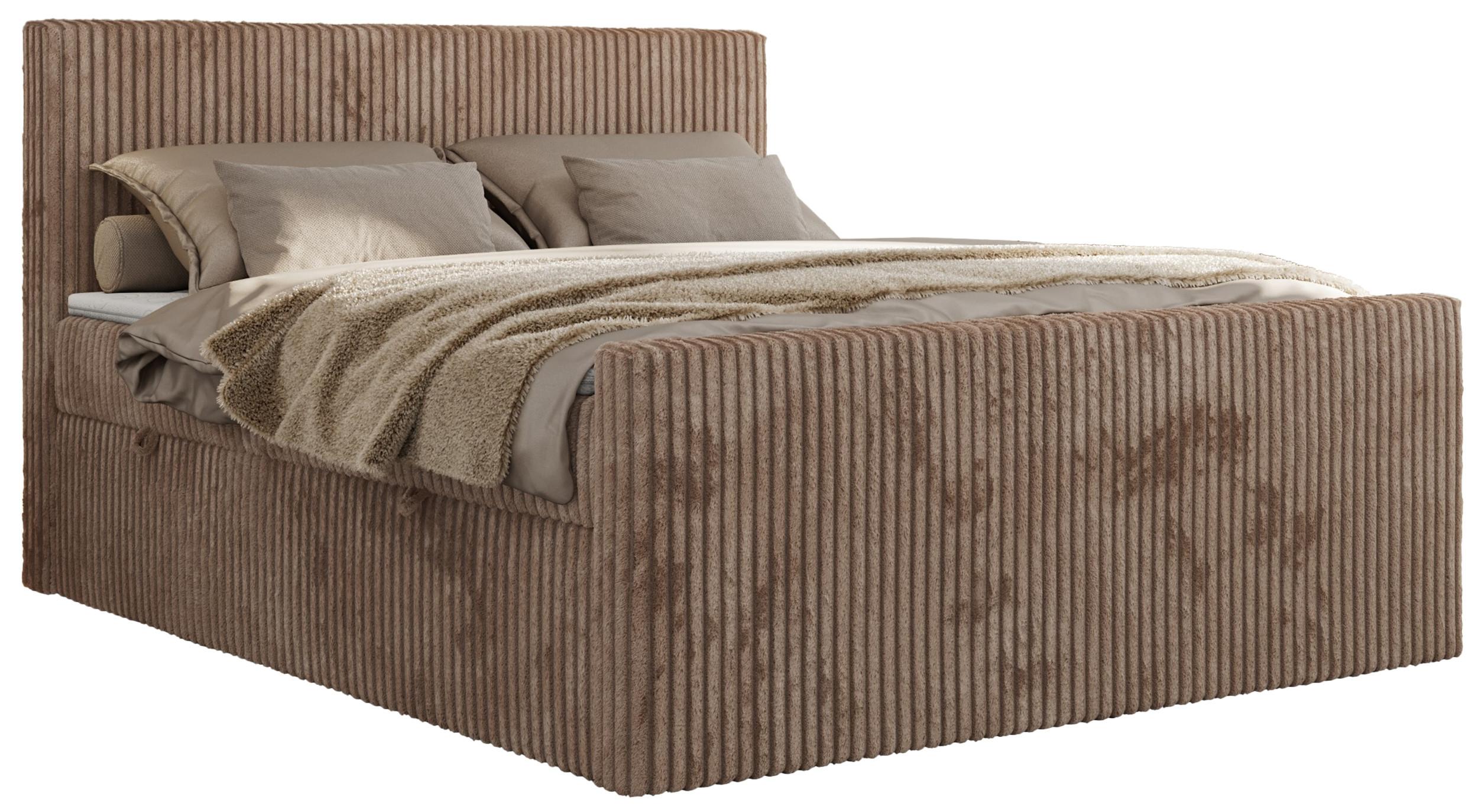 BOXBETT TILIANO DUO 160/200 - Braun Cord - H3 - Braun, Textil (160/200cm) - MKS