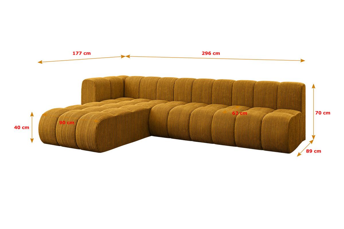 ECKSOFA modulares Sofa Darnel-L2 - 296x177x70 cm Senfgelb - Currygelb, Holzwerkstoff/Textil (296/177cm) - ALTDECOR