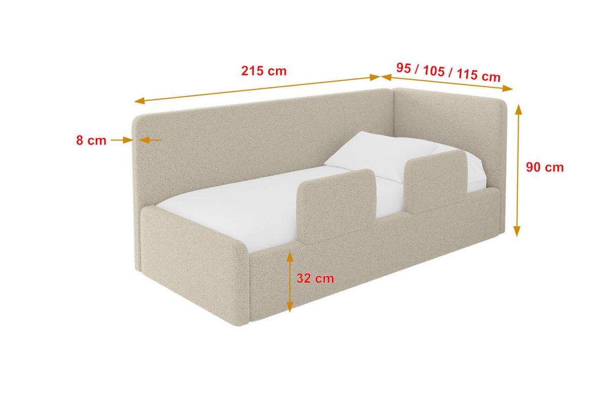 EINZELLBETT Jugendbett mit Bettkasten und Matratze H3/H4, Links - NORY 100x200 Dunkelbeige - Cappuccino, Holzwerkstoff/Textil (100/200cm) - ALTDECOR