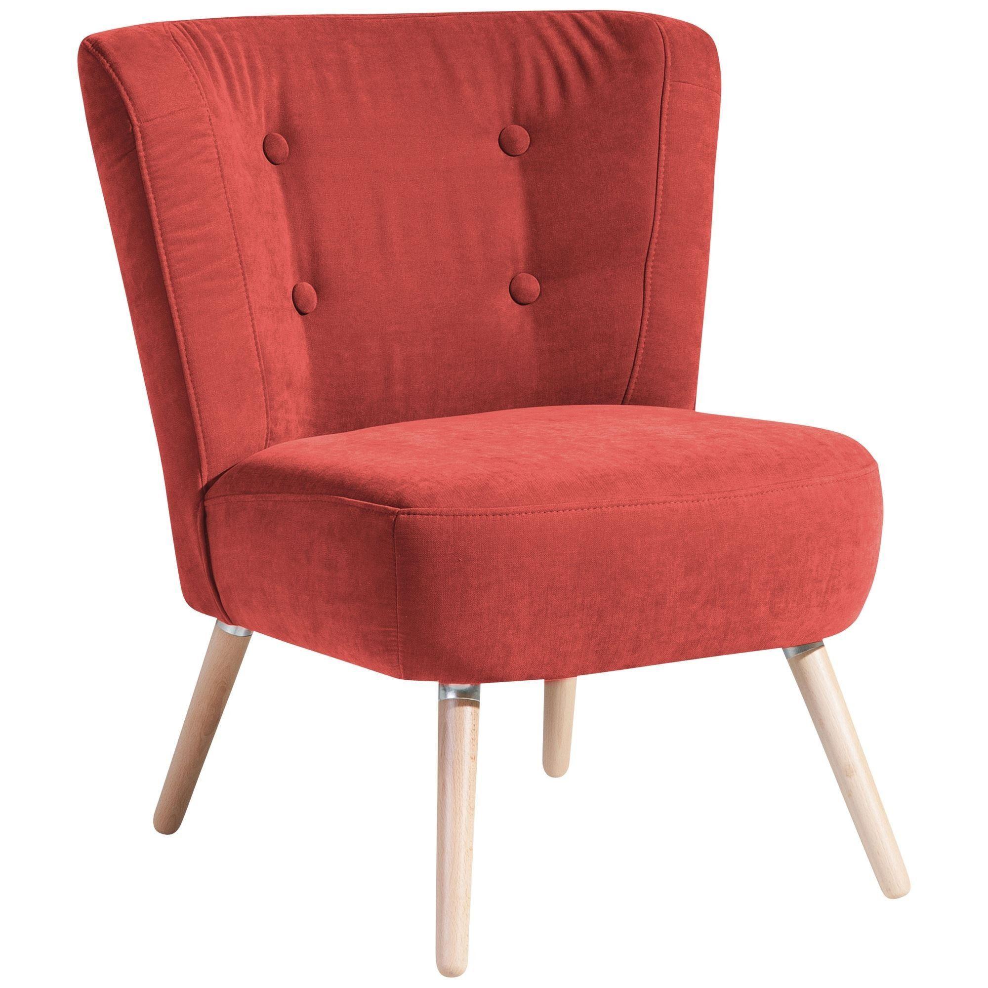 SESSEL Kassi Bezug Veloursstoff Buche natur / terracotta - Rot, Kunststoff (69/80/68cm) - 58aufmkessel