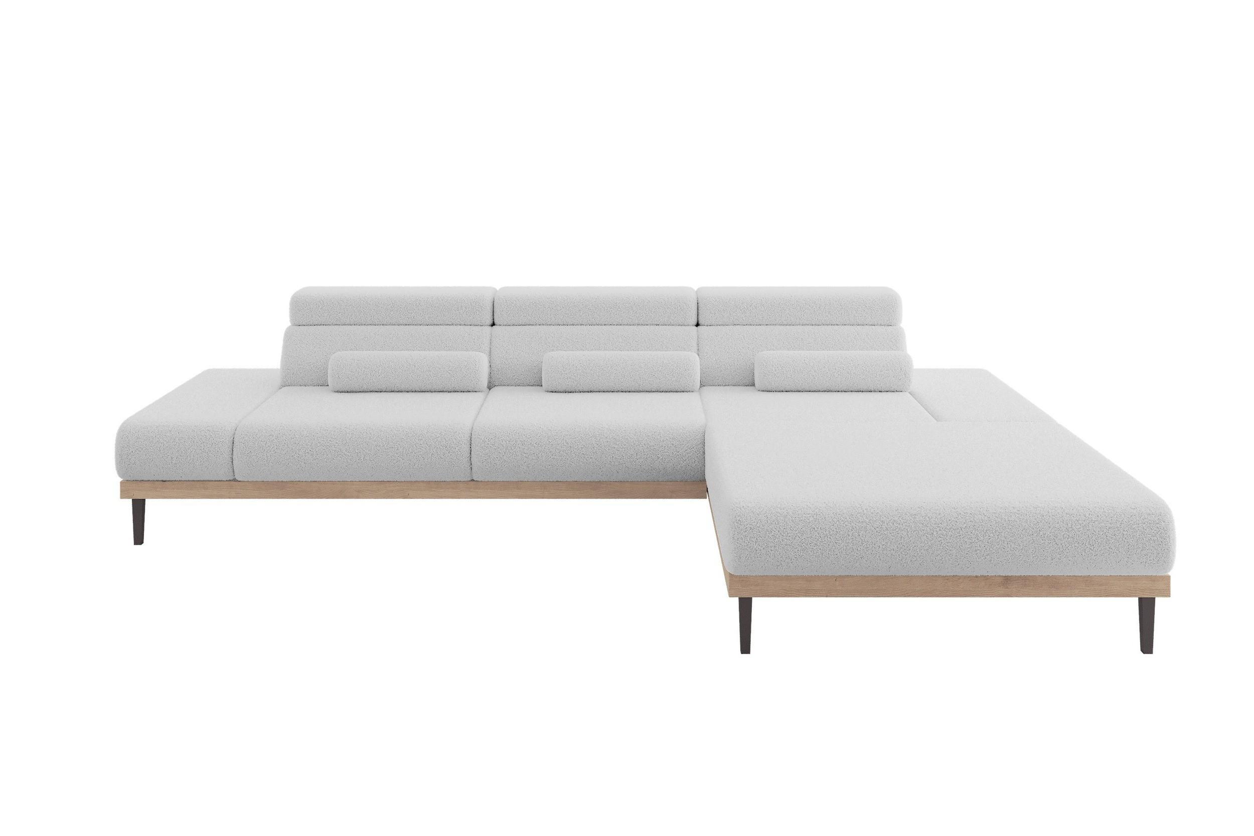 ELEKTRISCHES ECKSOFA Rechts MONA 316x205x85 Hellgrau Bouclé - Blaugrau/Hellgrau, Holzwerkstoff/Textil (316/205cm) - ALTDECOR