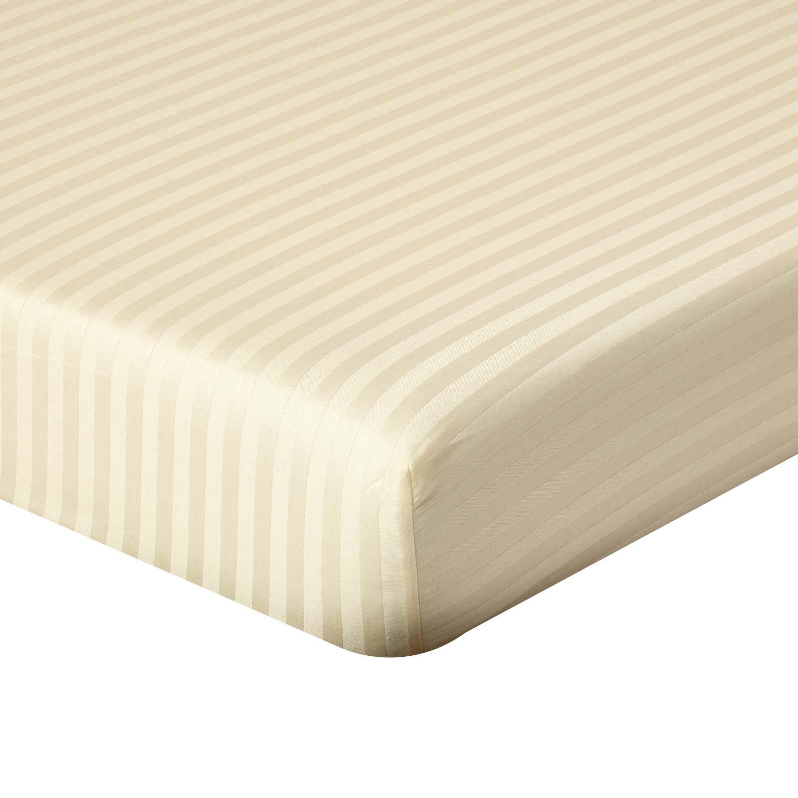 SPANNBETTLAKEN Damast gestreift, 100% Ägyptische Baumwolle - Creme, Textil (150/200cm) - Homescapes