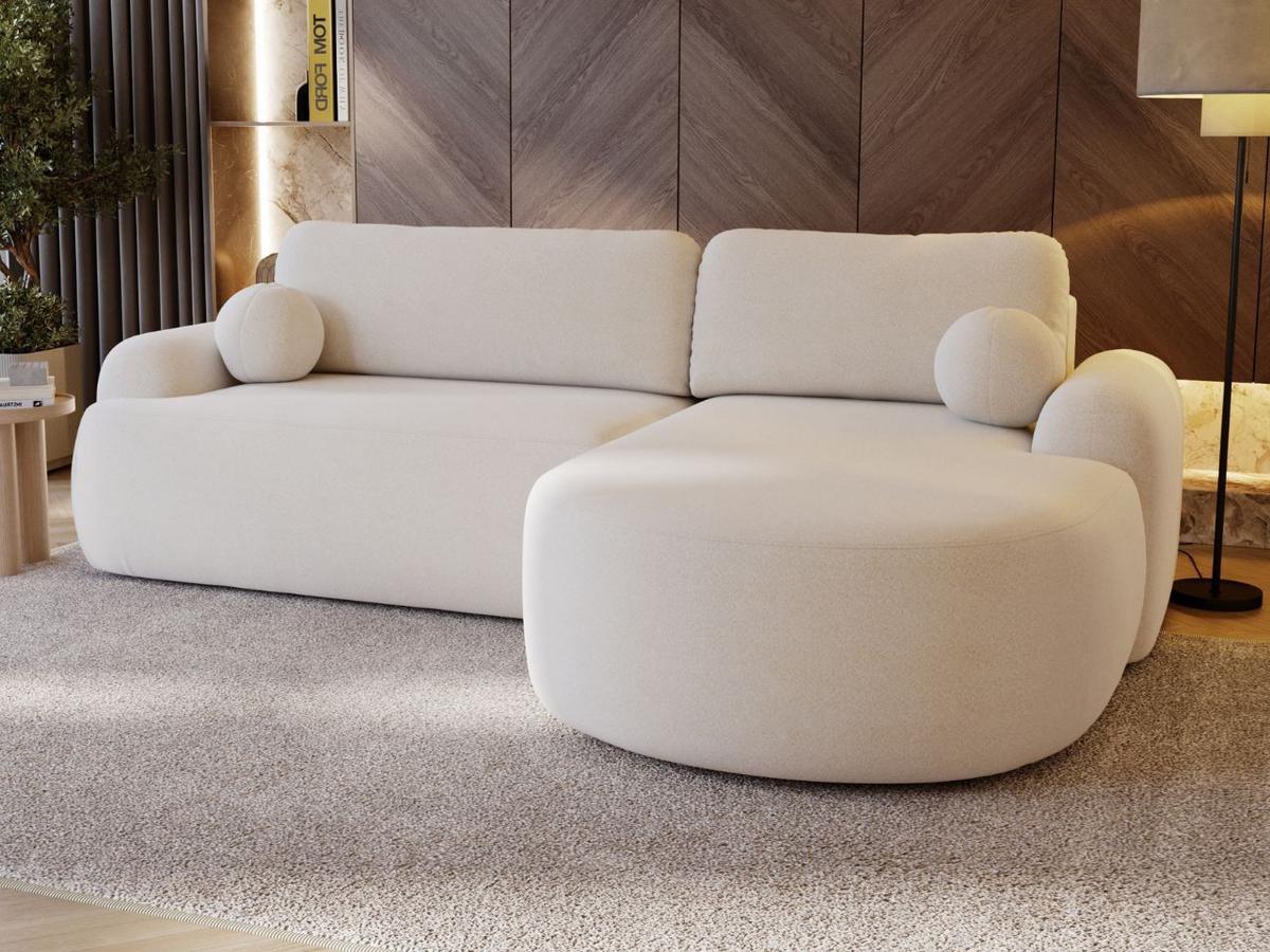 ECKSOFA Aurio weiß Rechts - Weiß, Holz/Textil (261/177cm) - Graingold