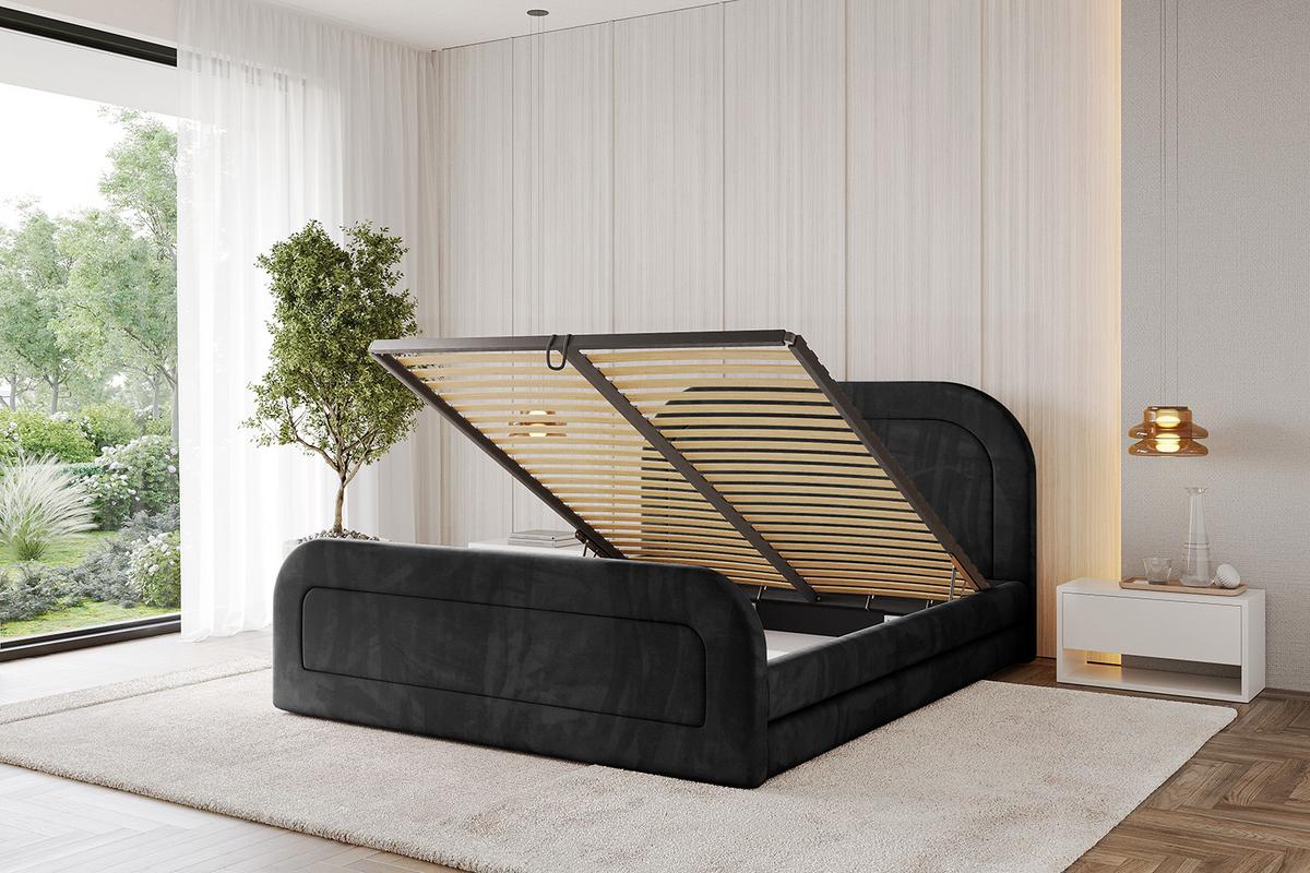 POLSTERBETT mit Bettkasten, Fußteil und Lattenrost, Boxbett ohne Matratze - LERIS-Z 180x200 Schwarz - Schwarz, Holzwerkstoff/Textil (180/200cm) - ALTDECOR