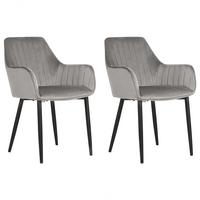 ESSZIMMERSTUHL 2er-Set Samtstoff dunkelgrau Wellston - Schwarz/Grau, Textil (60/84/61cm) - Beliani