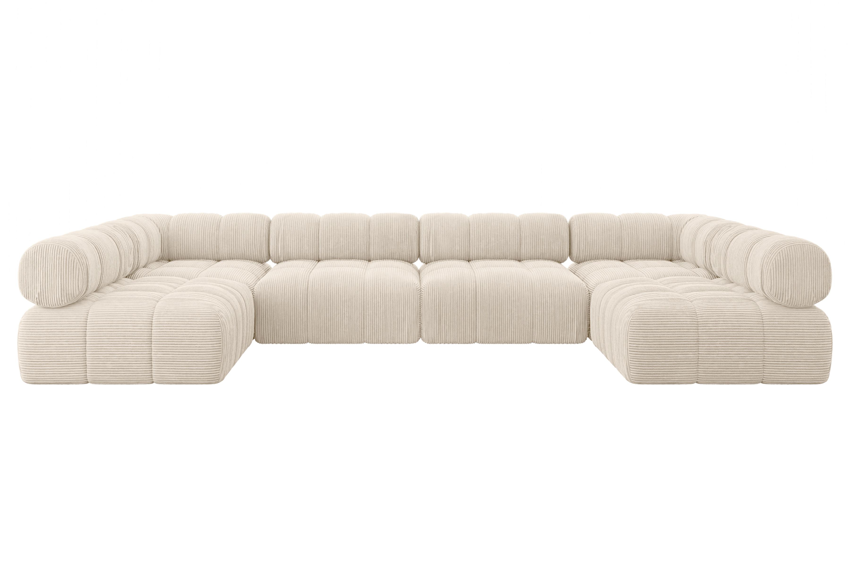 WOHNLANDSCHAFT modulares Sofa Garvo-U2 - 380x190x70 cm Beige Cord - Beige, Holzwerkstoff/Textil (380/70/190cm) - ALTDECOR