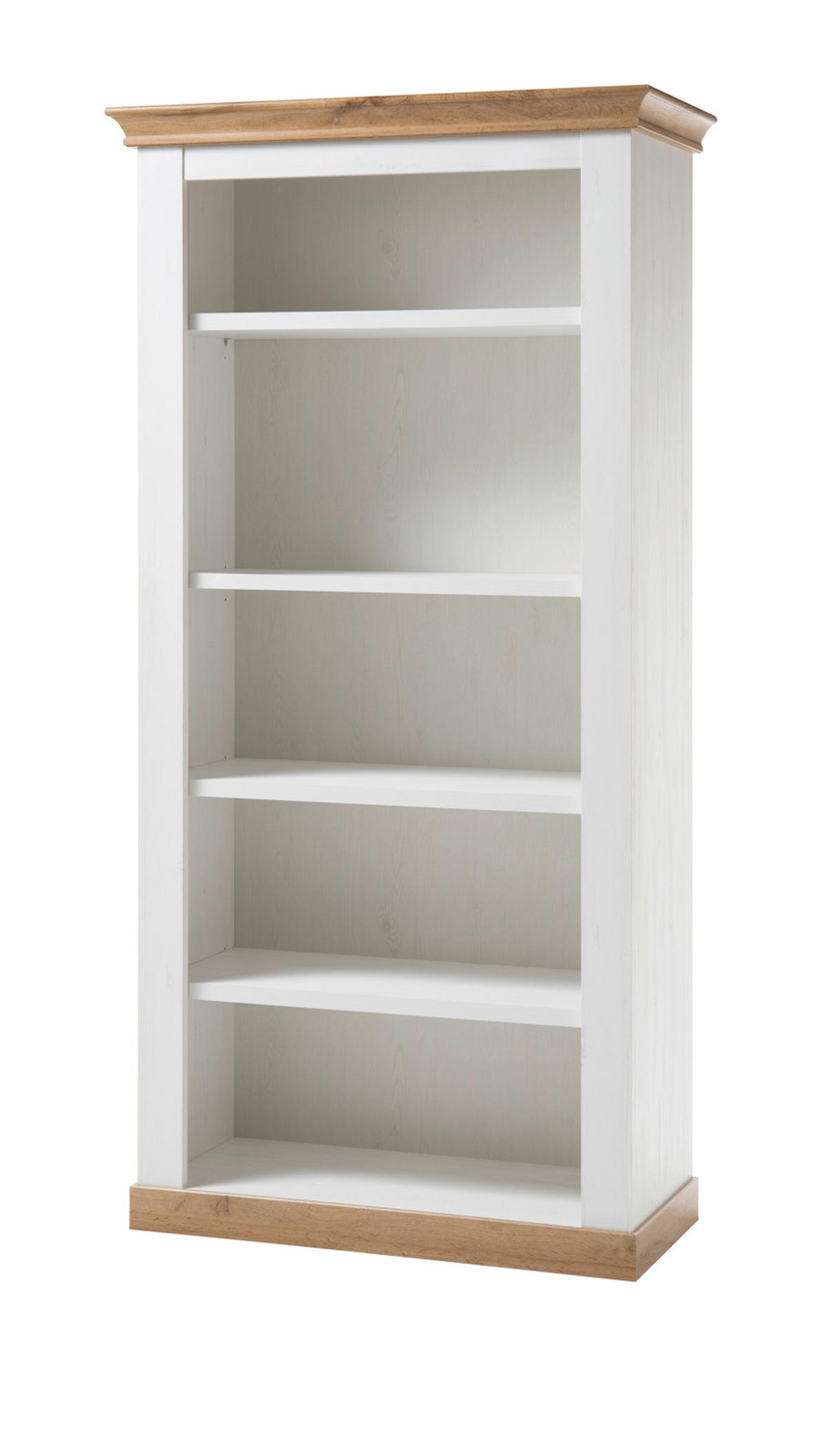 REGAL weiß Pinie, Eiche Wotan, Landhaus Standregal 102 x 202 cm - Eiche Wotan/Weiß, Holzwerkstoff (102/204/44cm) - Furn.Design