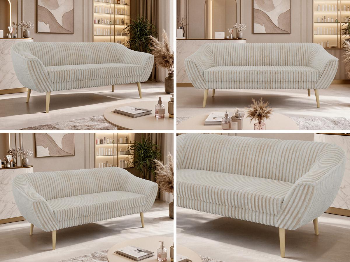 3-SITZER-SOFA PIRS - Beige Cord - Holzbeine - Beige/Buchefarben, Holzwerkstoff/Textil (180/75/74cm) - MKS
