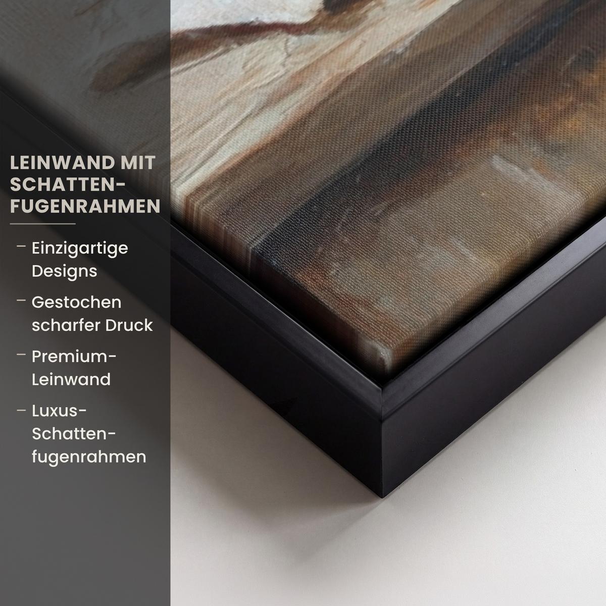 LEINWAND Bilder mit Rahmen - Töpfe - Kräuter - Holz - 90x60 - Terracotta, Textil (90/60cm) - MuchoWow