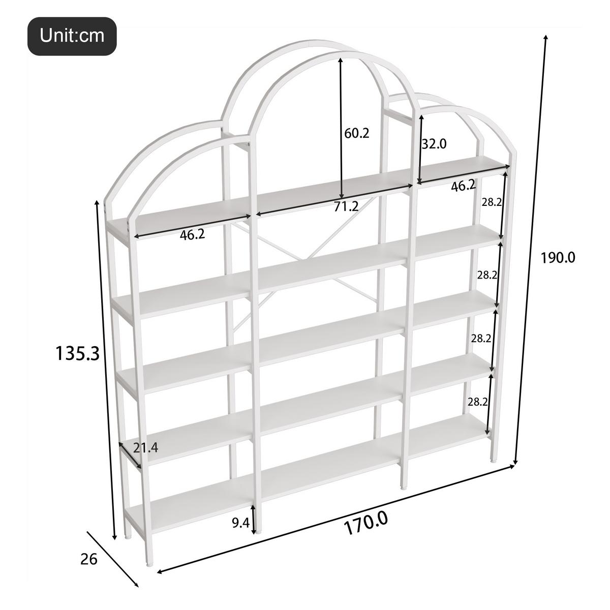 REGALE in weiß, wolken-design & 5 offene ebenen - Weiß, Holzwerkstoff (170/190/26cm) - Urban Meuble