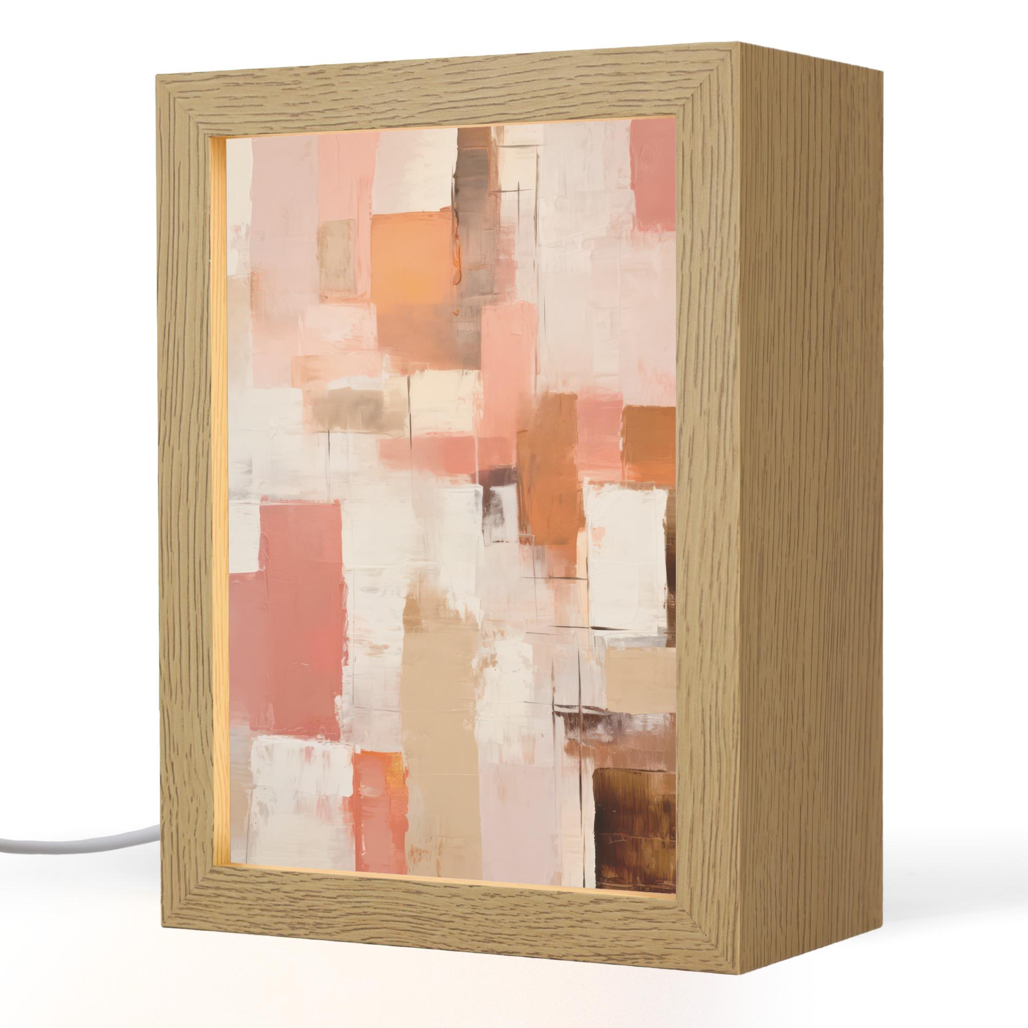 TISCHLEUCHTE Kunst - Rosa - Abstrakt 15x20 cm - Blaugrau, Holzwerkstoff (8/15/20cm) - OnlyWow