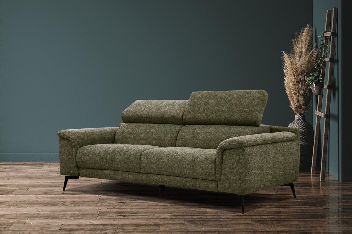 SOFA FIERO 3-Sitzer, olivgrün - Schwarz/Olivgrün, Holzwerkstoff/Textil (212/82/103cm) - Wozimo