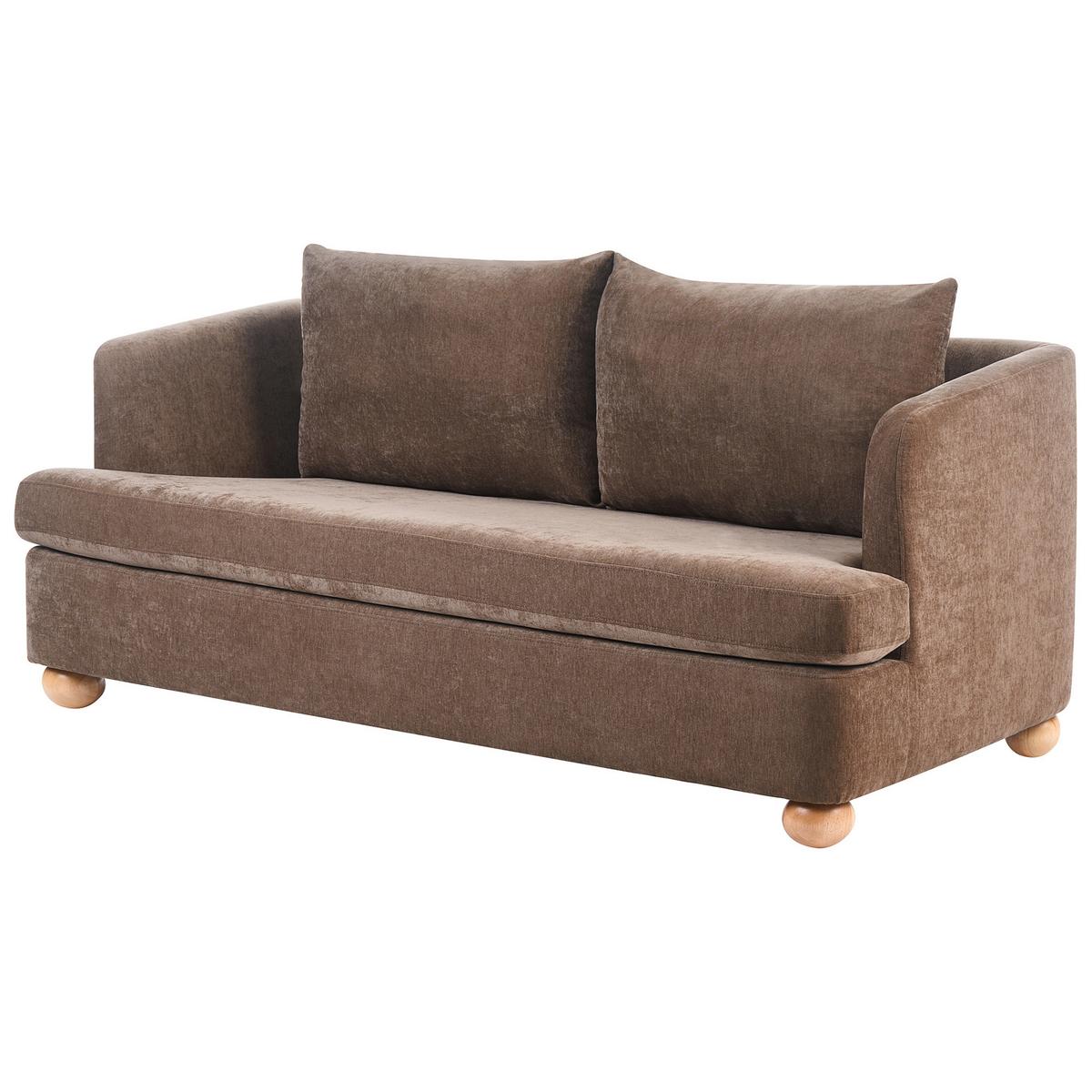 3-SITZER-SOFA Chenillegewebe Braun Rattvik - Hellbraun, Textil (198/86/82cm) - Beliani