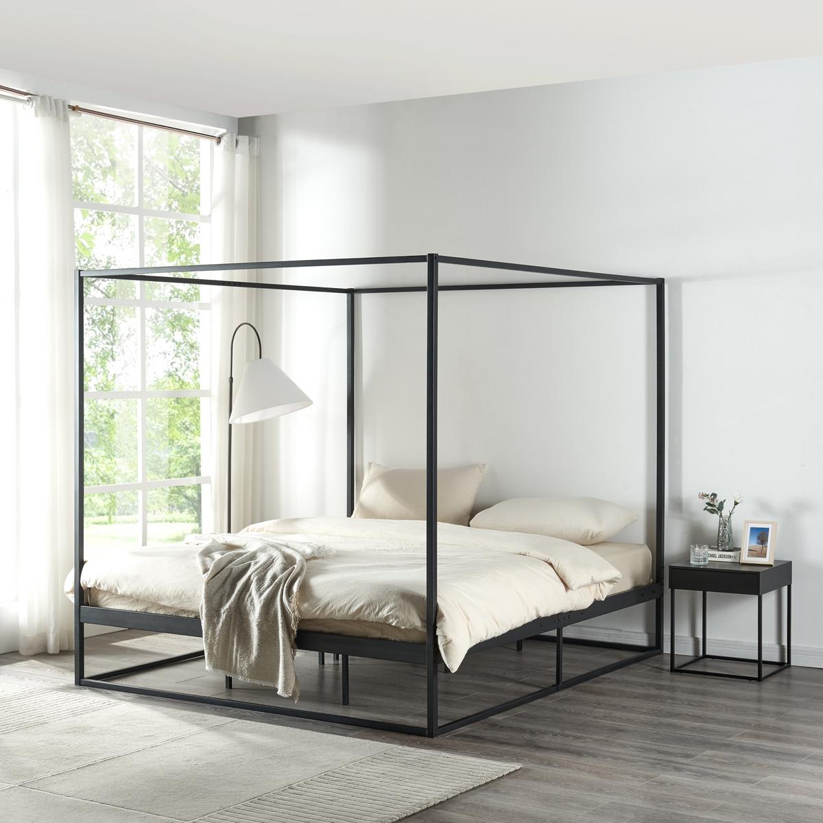 HIMMELBETT Kristianstad - Schwarz, Metall (180/200cm) - [en.casa]