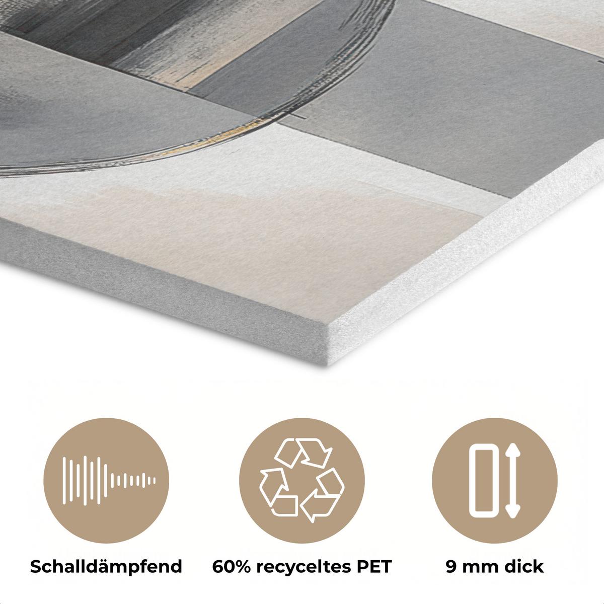 AKUSTIKBILD Abstrakt - Gold - Silber - Formen - Ästhetisch - Modern Kunstdruck Schlafzimmer 50x70 cm - Goldfarben, Kunststoff (50/70/0.9cm) - MuchoWow