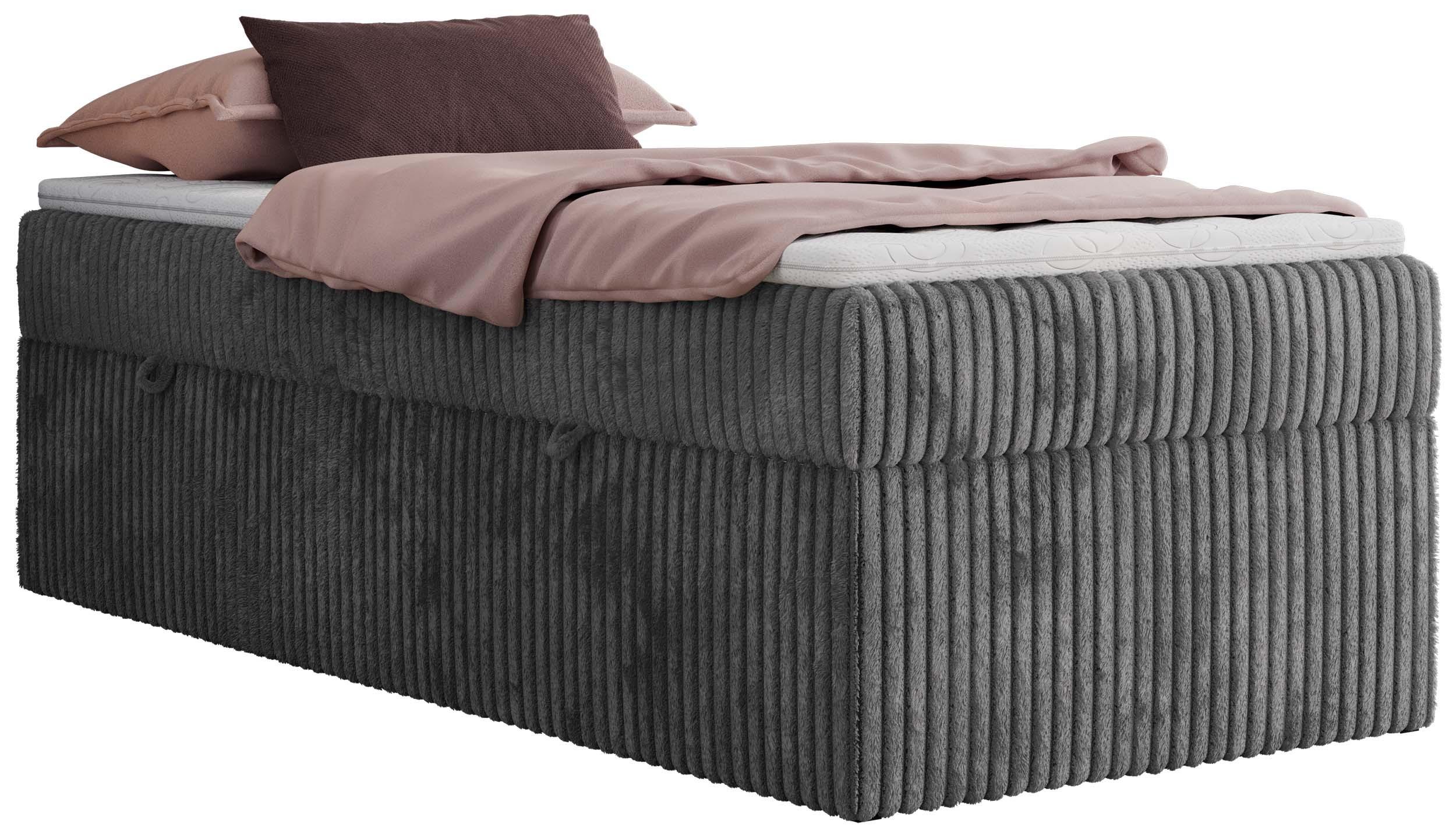 BOXBETT ZERO 90/200 - Grau Cord - H3 - Topper T25 - Grau, Textil (90/200cm) - MKS