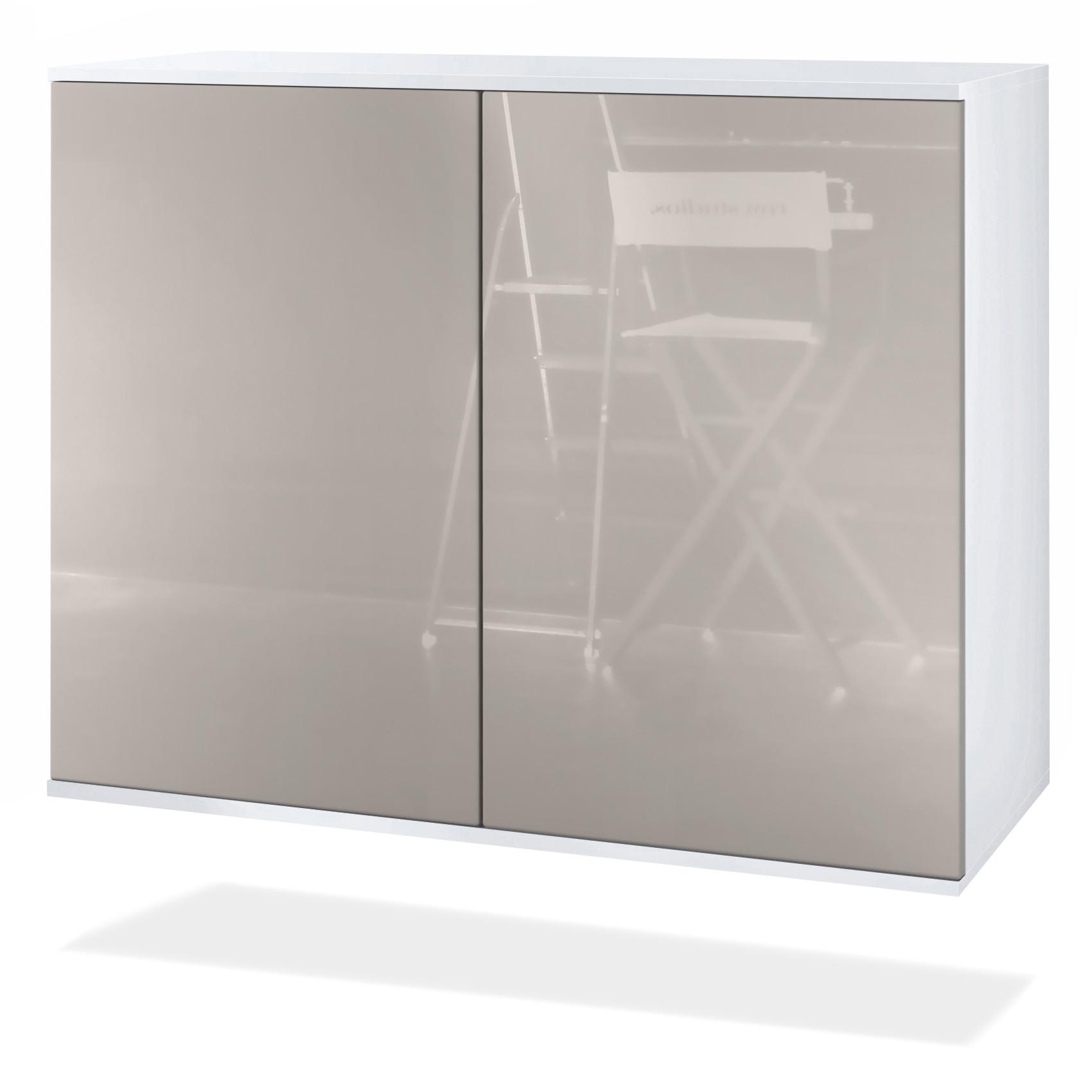 KOMMODE Skadu Sandgrau Hochglanz - Sandfarben, Holzwerkstoff (92.5/73.5/35cm) - Vladon