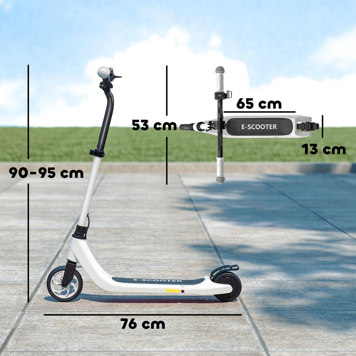 E-SCOOTER höhenverstellbarer Elektroroller bis 50kg ab 6 Jahren - Schwarz, Metall (95cm) - HOMCOM