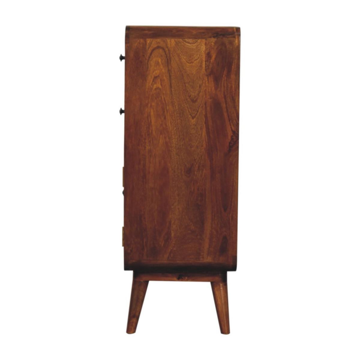 SCHRANK Geschwungener nordischer Charme, Braun - Messingfarben/Braun, Mangoholz/Holz (35/96/75cm) - Artisan Furniture