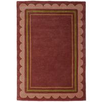 TEPPICH aus Wolle, handgetuftet, WENSUM, in Beerenrot, Scallop-Bordüre, 120 x 170 cm - Rot, Textil (120/170cm) - KADIMA DESIGN