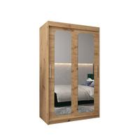 SCHWEBETÜRENSCHRANK 200/120/62 2-türig - Silberfarben/Eiche Artisan, Holz/Kunststoff (120/200/62cm) - MÖBEL KRYSPOL