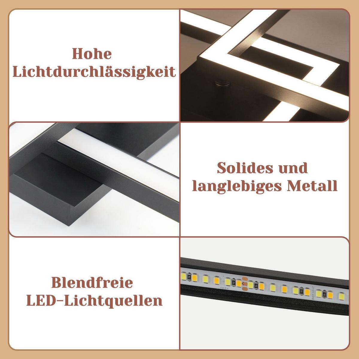 LED-DECKENLEUCHTE Mabie 6/29.5/47cm - Schwarz, Metall (29.5/6/47cm) - Nettlife