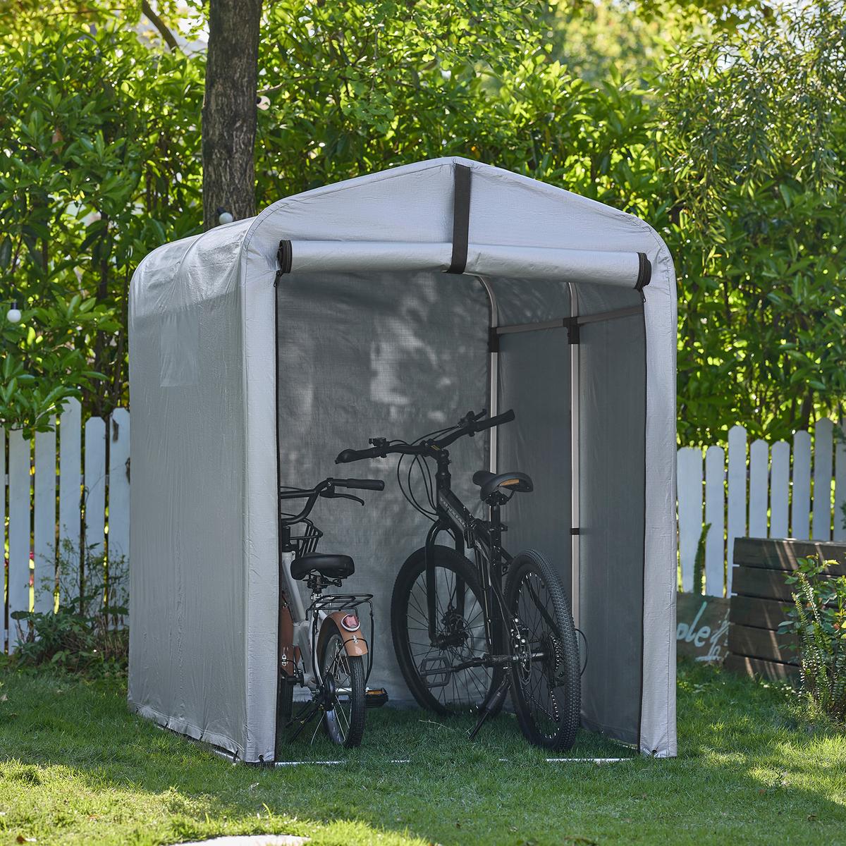 ABDECKPLANE für Fahrradgarage/Geräteschuppen, (ohne Rahmen), 120x176x163cm - Silberfarben, Kunststoff (120/163/176cm) - SoBuy