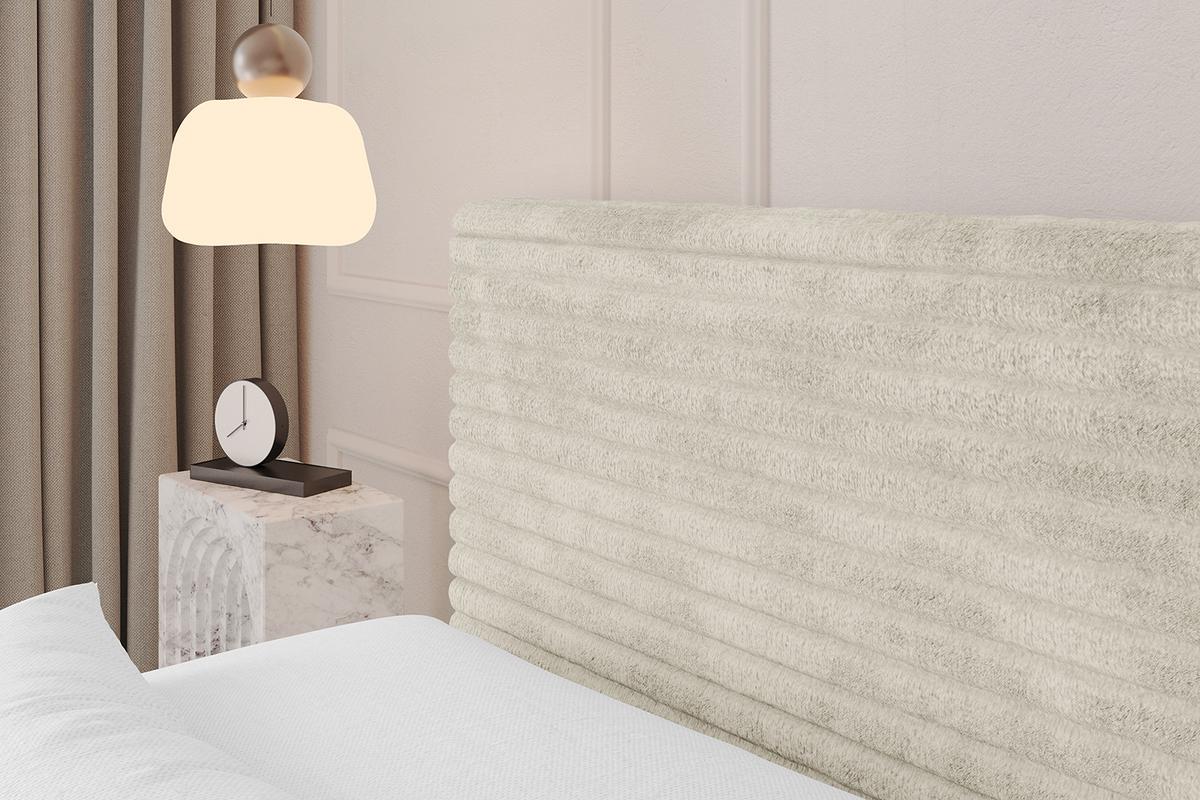 BOXBETT mit Matratze H3 und Lattenrost - TOLO-Z-v1 - 120x200 Cord - Creme - Champagner, Holzwerkstoff (120/200cm)