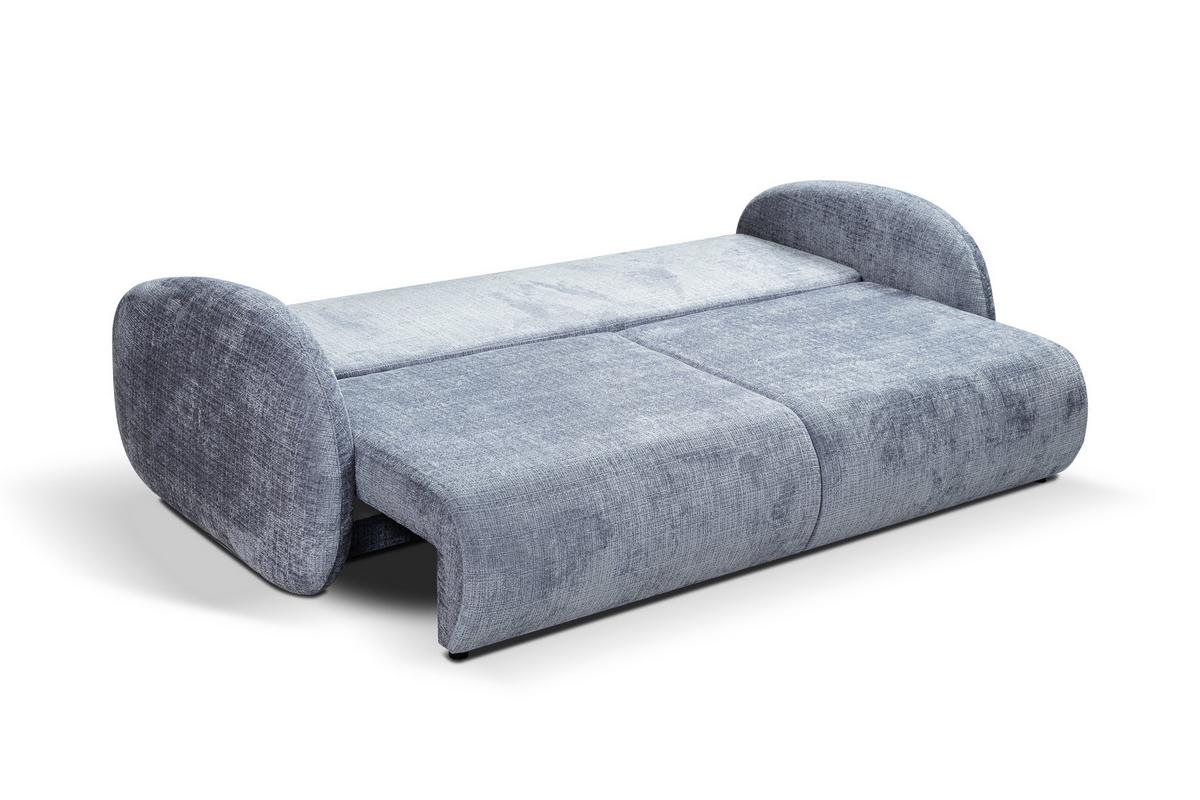 BETTSOFA CIMA Blau Chenille-Stoff mit Schlaffunktion - Blau, Holz (234/86/111cm) - MASSENO