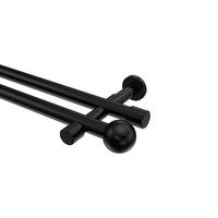 GARDINENSTANGE Prestige Luino 320 cm (geteilt in 2 x 160 cm), 2-läufig (ohne Ringe), 20 mm Ø Schwarz - Schwarz, Metall (320cm) - INTERDECO
