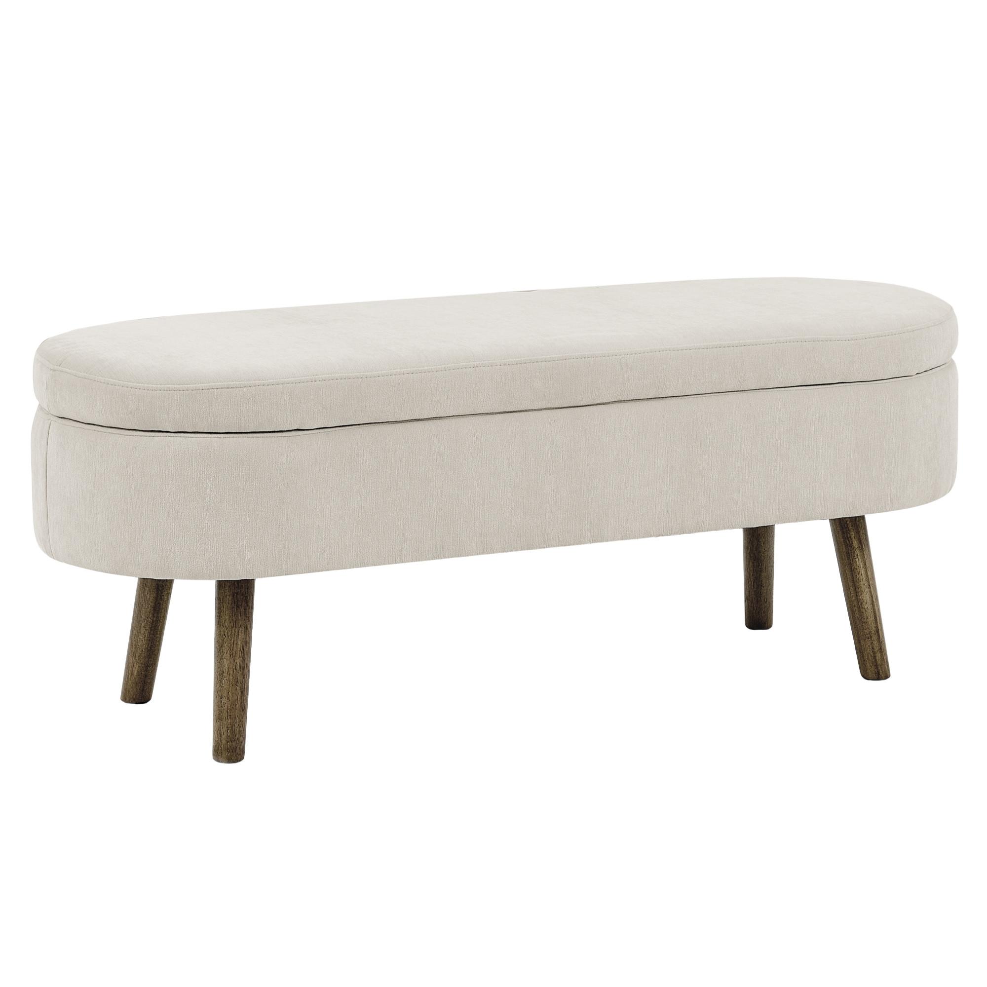 AUFBEWAHRUNGSTRUHE velvet & gold 110 cm - Beige, Textil (110/42/40cm) - Urban Meuble