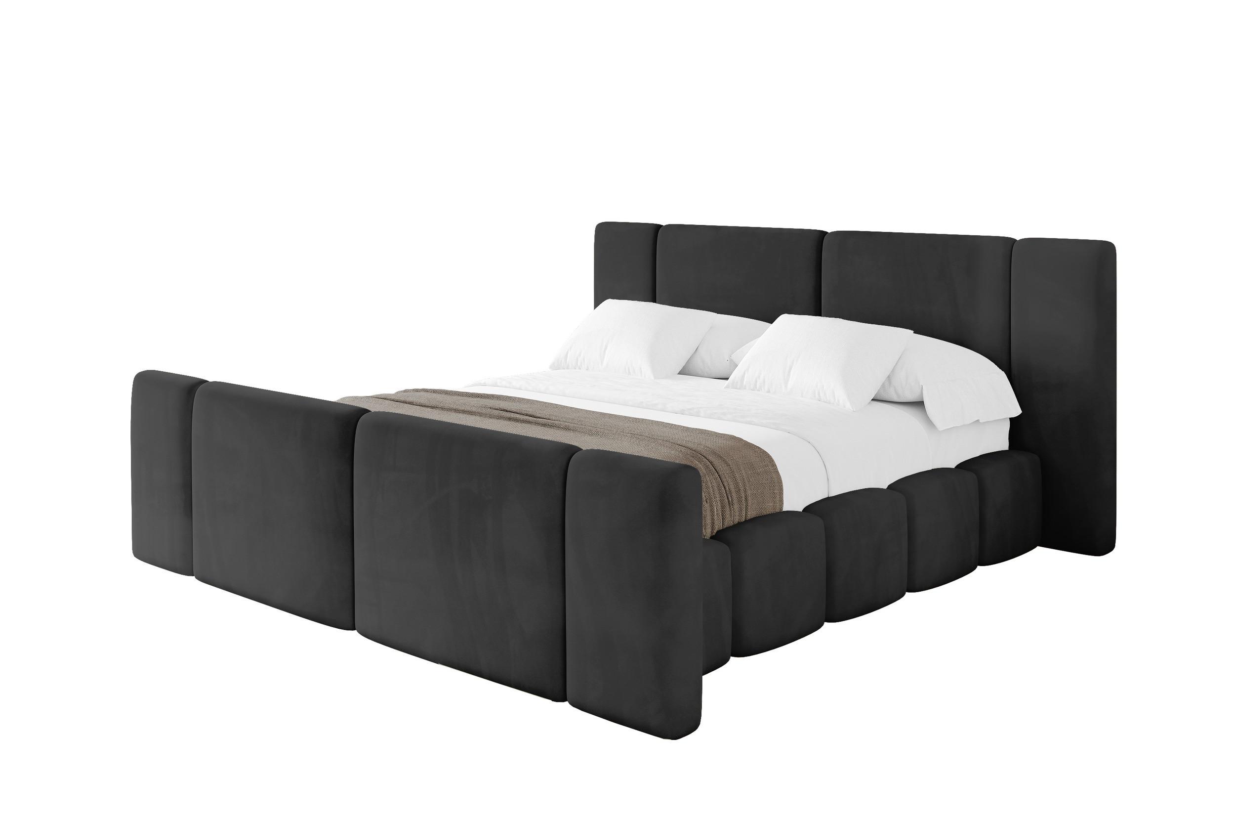 POLSTERBETT mit Bettkasten, Fußteil und Lattenrost, Boxbett ohne Matratze - NILO-Z 120x200 Schwarz - Schwarz, Holzwerkstoff/Textil (120/200cm) - ALTDECOR