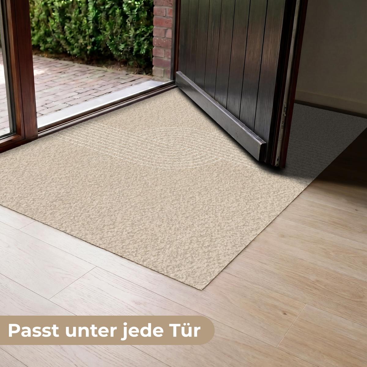 FUSSMATTE Parallele Linien - Leichte Textur - Beige Türmatte 120x80 cm - Beige, Kunststoff (120/0.4cm) - MuchoWow