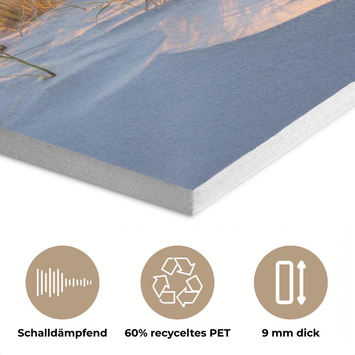 AKUSTIKBILD Strand - Sonne - Düne - Gras - Sand - Horizont Wanddeko 70x50 cm - Hellblau, Kunststoff (70/50/0.9cm) - MuchoWow