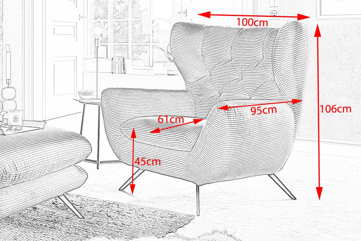 SESSEL CHARME Braun Cord - Schwarz/Braun, Textil/Metall (100/106/95cm) - KAWOLA