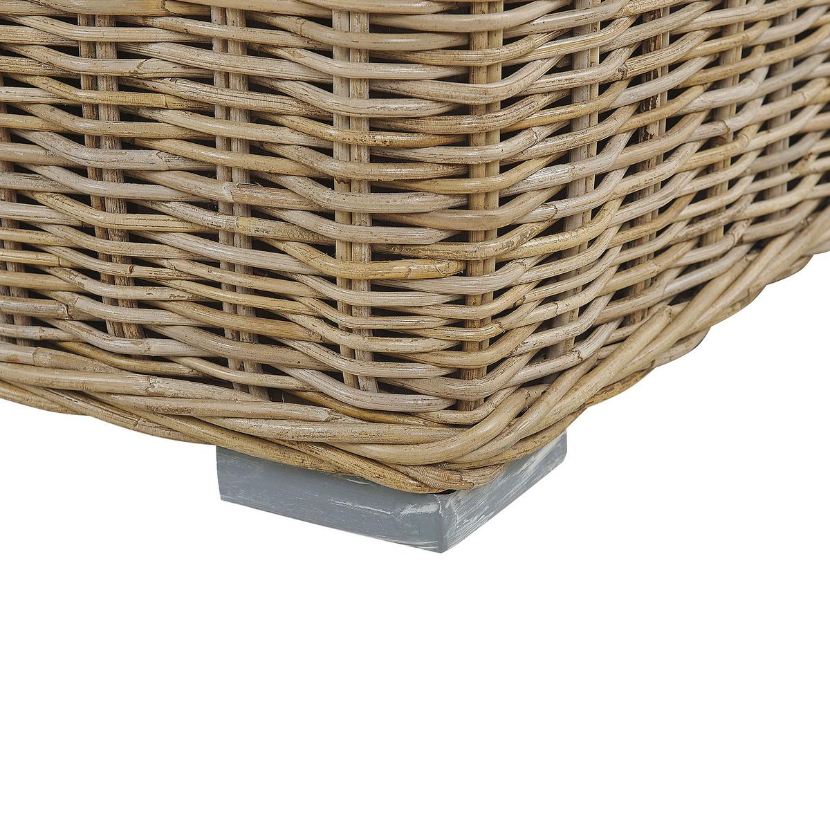 GARTENSOFA 2-Sitzer Rattan natürlich Auflagen cremeweiß Ardea - Beige/Naturfarben, Naturmaterialien (194/70/90cm) - Beliani