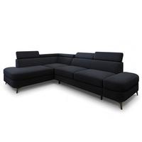 ECKSOFA AVISE Q L-S Schwarz Boucle-Stoff mit Schlaffunktion - Schwarz, Holzwerkstoff/Textil (268/195cm) - MASSENO