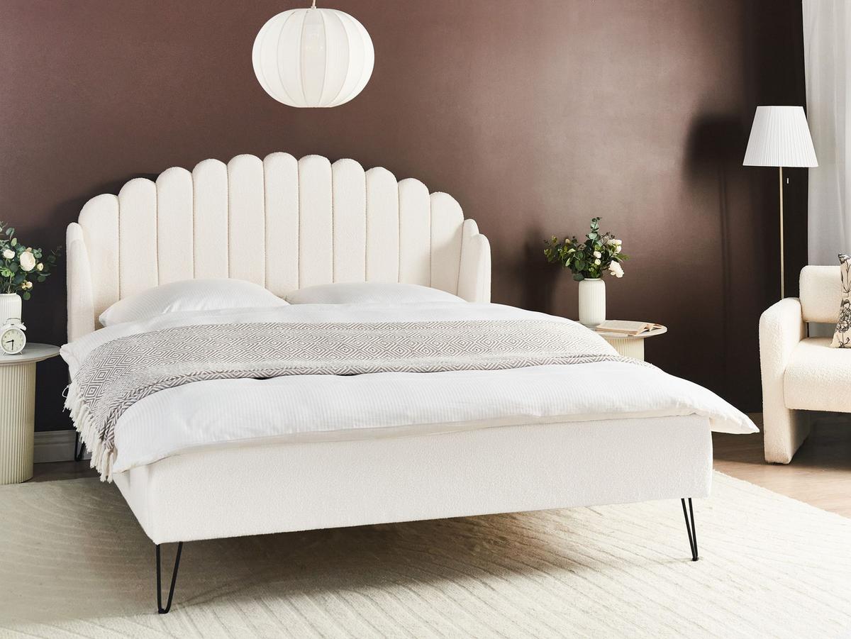 POLSTERBETT mit Lattenrost 160x200 cm Weiß Ambillou - Creme, Textil (160/200cm) - Beliani