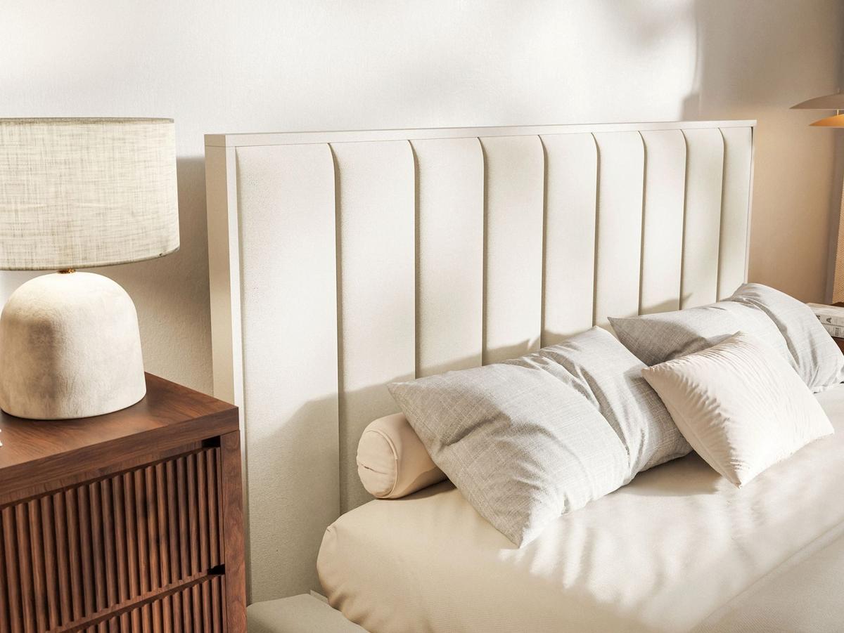 POLSTERBETT Togents Creme mit Veloursbezug und LED, 160x200 cm - Creme, Textil (160/200cm) - Selsey