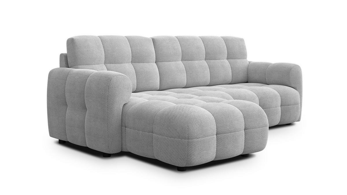 ECKSOFA MELLOW 3-Sitzer, hellgrau - Hellgrau/Schwarz, Holz/Textil (232/156cm) - Wozimo