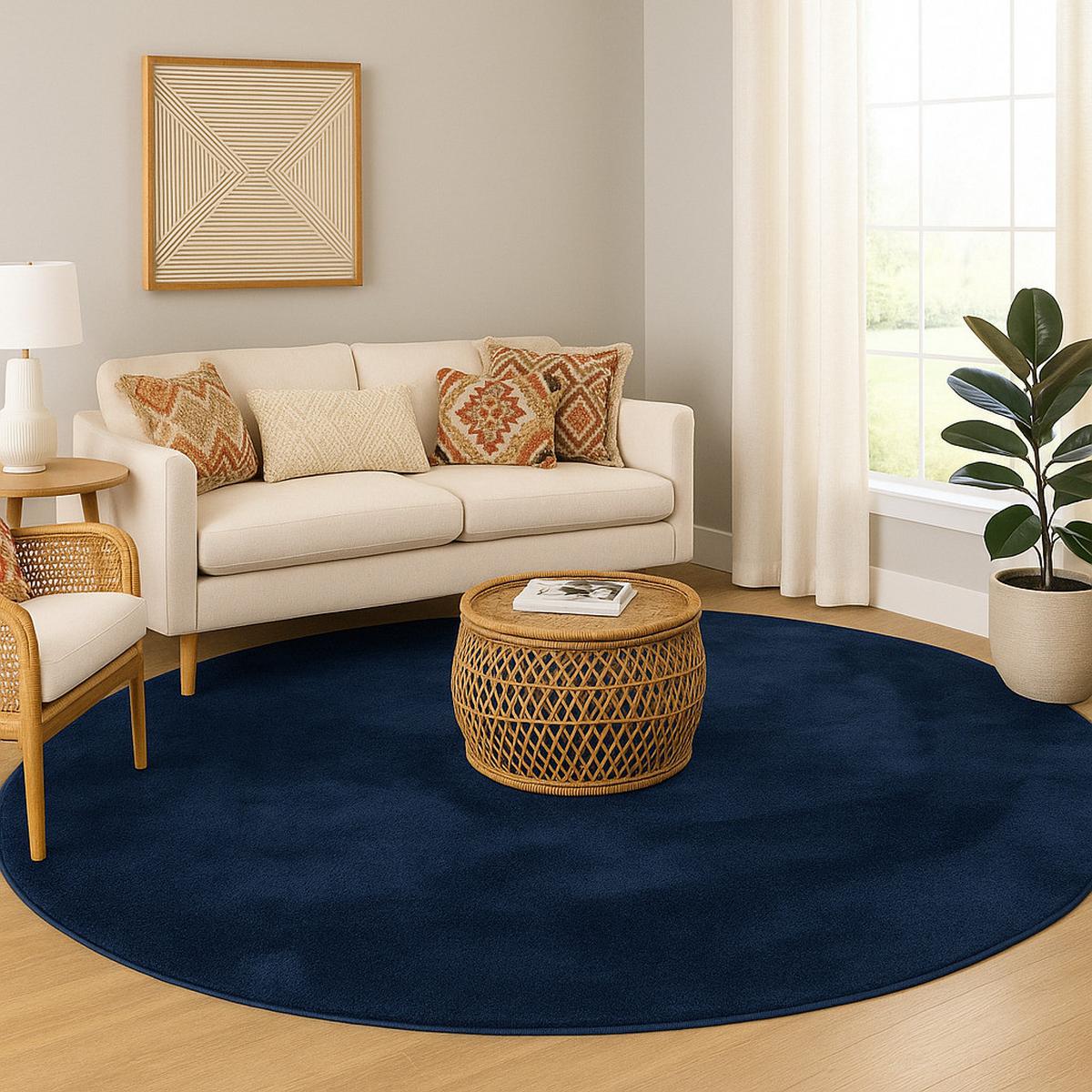 FELLTEPPICH SUPER SOFT PEARL RUND - Dunkelblau, Textil (120/120cm) - Pergamon
