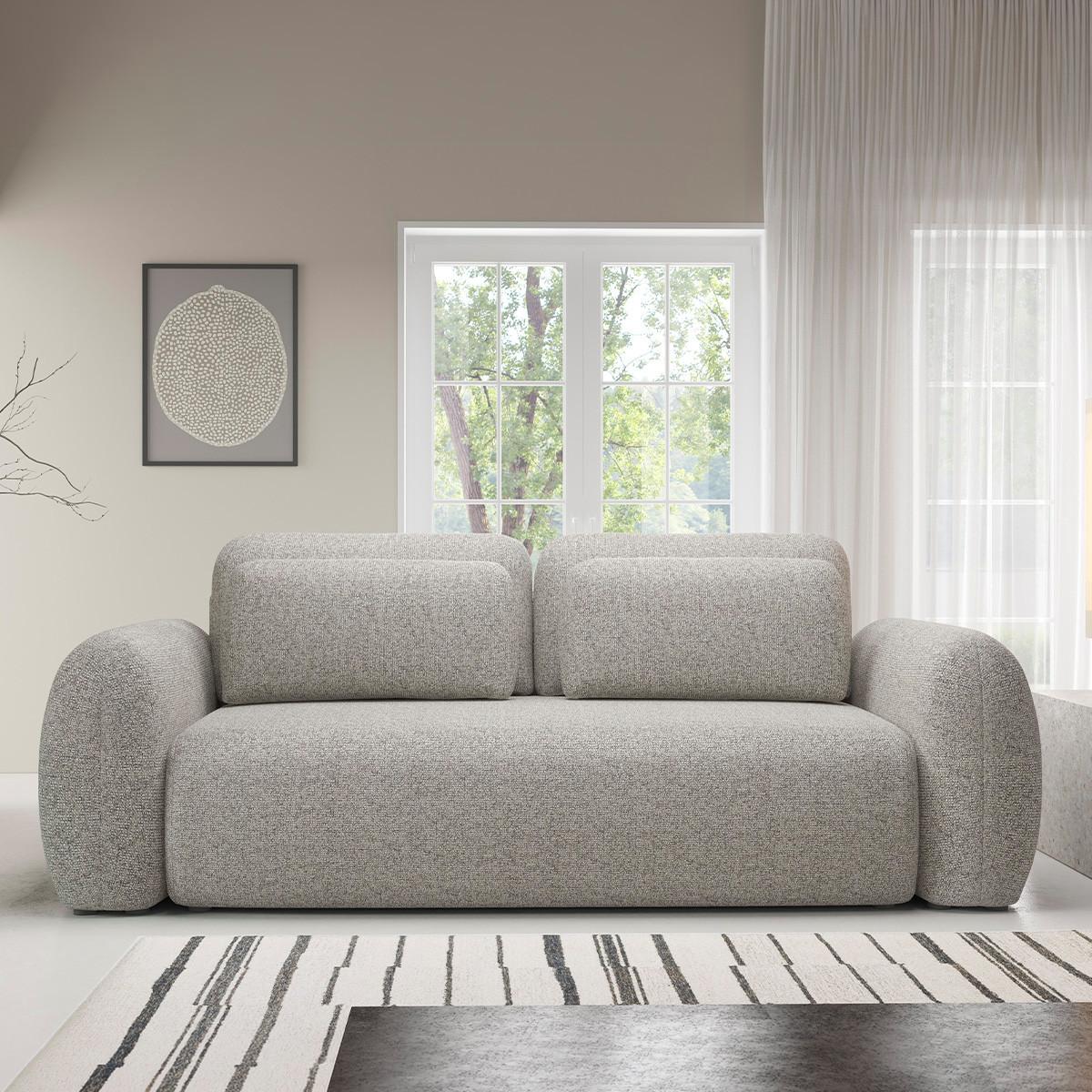 SOFA Carmela 3 Sitzplätze Hellgrau - Grau, Holz (266/95/121cm) - Petits-meubles