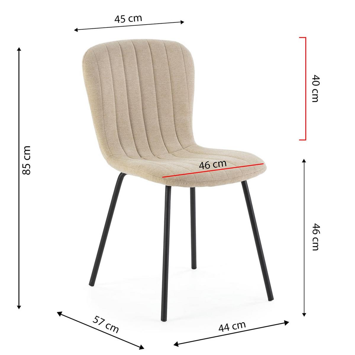 STUHL 4er-Set Lucky beige Stoff - Beige, Textil/Metall (46/85/57cm) - VS Venta-stock