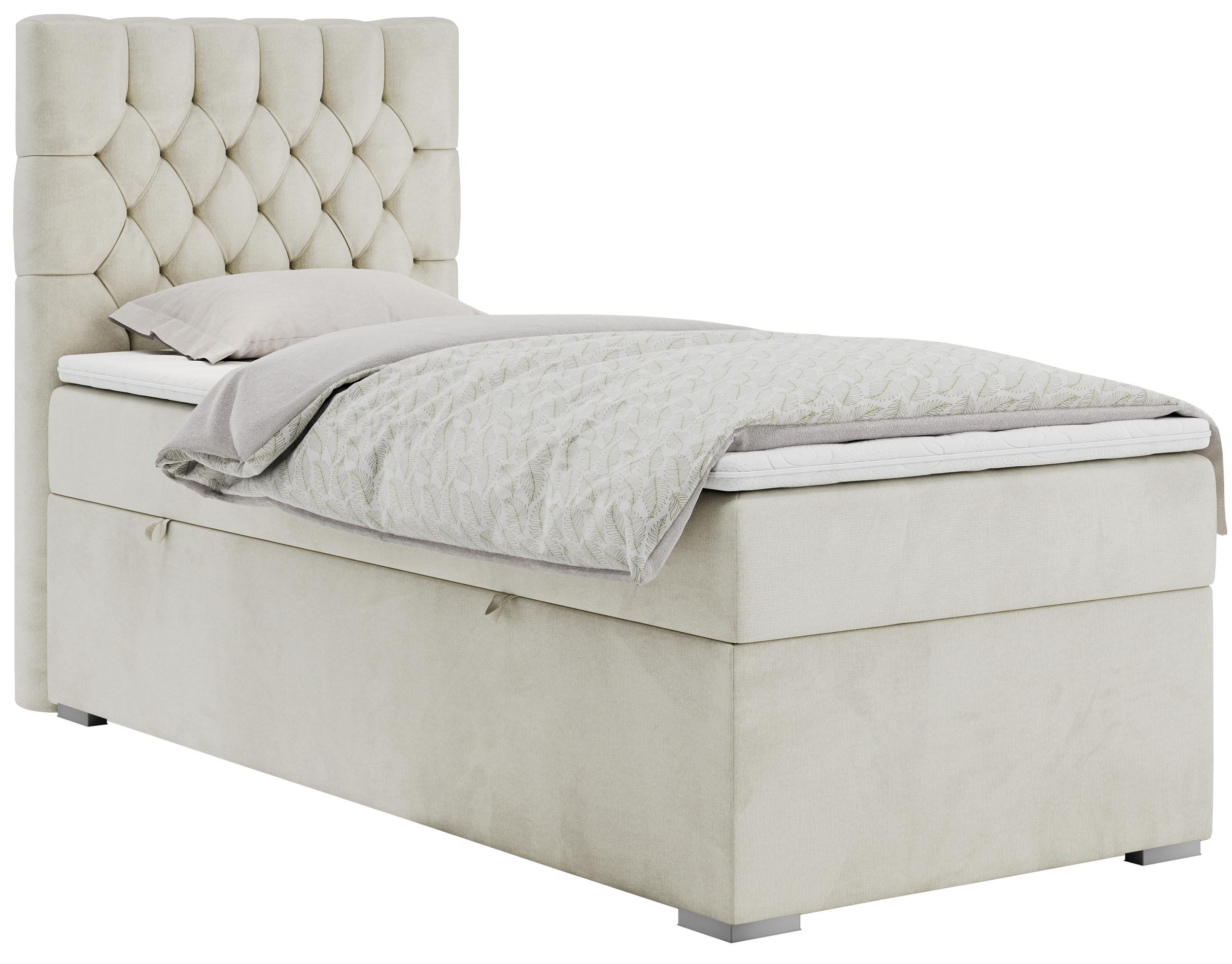 BOXBETT PERA 90/200 Beige Velvet - H4 - Links Seite - Beige, Holz/Textil (90/200cm) - MKS