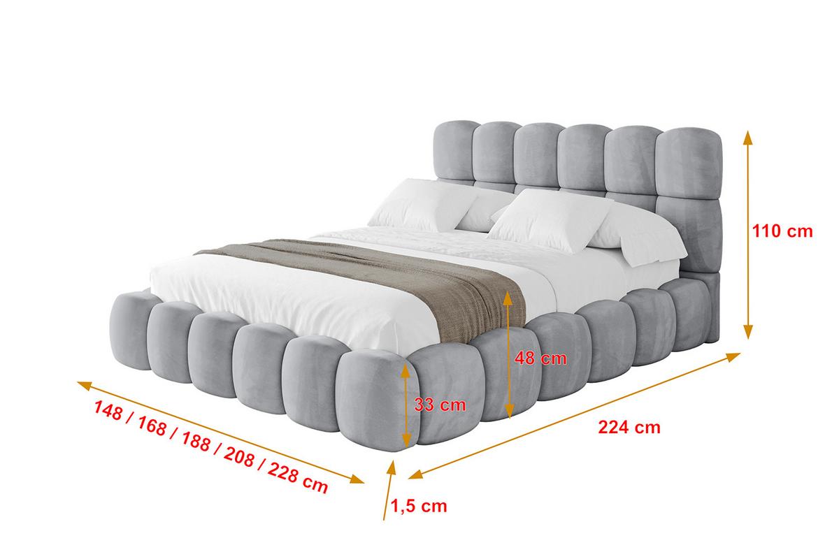 POLSTERBETT mit Bettkasten und Lattenrost, Boxbett ohne Matratze - LEYA 160x200 Hellgrau - Hellgrau, Holzwerkstoff/Textil (160/200cm) - ALTDECOR