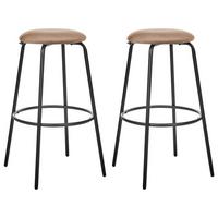 BARHOCKER 2er-Set Samtstoff Hellbraun Morton - Hellbraun, Textil (43/75/43cm) - Beliani